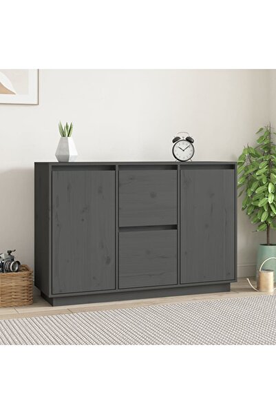 Concept Servantă, gri, 111x34x75 cm, lemn masiv de pin