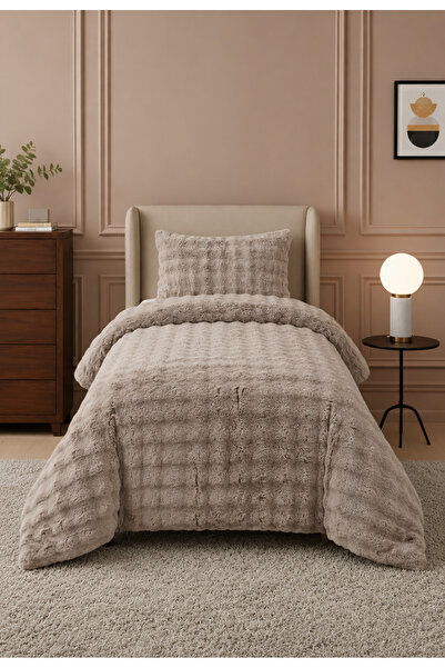 LALHOME Loria Tek Kişilik Peluş Yatak Örtüsü 160x220cm - Wellsoft Yumuşak Dok...