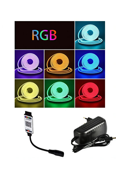 POWERR LED AYDINLATMA 5 Metre 12 Volt 6x12 mm Esnek RGB Neon Led Bluetoothlu ...