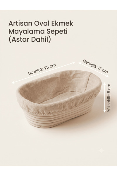SepetçiBaba Melina - Oval Bambu Mayalama Sepeti 25 Cm