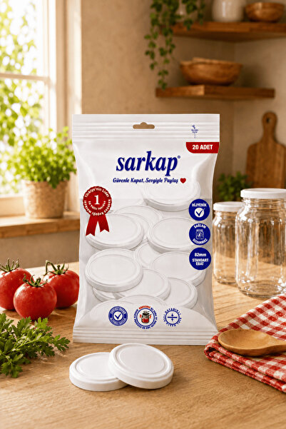 Sarkap Hijyenik Paketli 20'li 82 mm Kavanoz Kapak - Beyaz