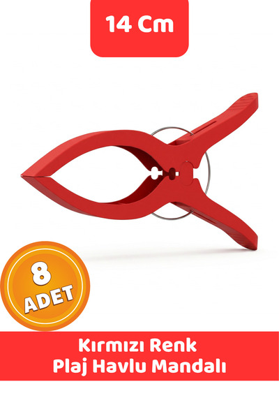 İstisna 8 Adet KIRMIZI XXL Büyük Boy Şezlong Plaj Havlusu Mandalı Halı Asma B...