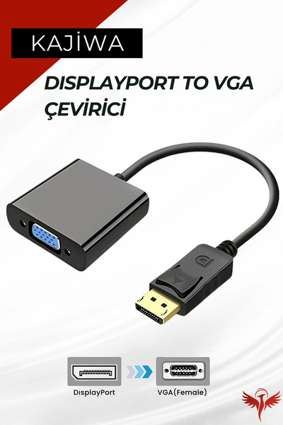 KAJİWA Displayport to VGA Çevirici (DP to VGA) Monitör-Pc Görüntü Kablosu Pre...