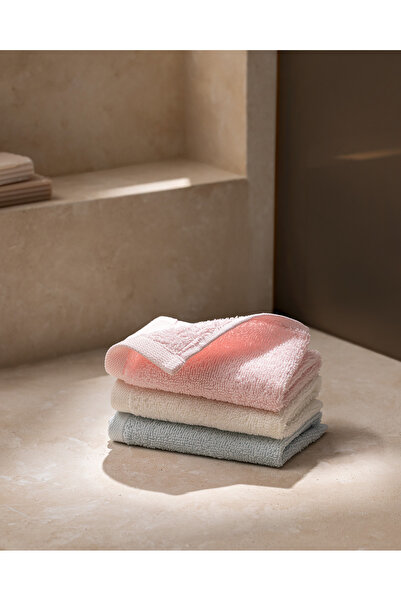 Madame Coco Sorelle 3-Piece Boxed 100% Cotton Hand Towel Set - Ecru/Mint/Powd...