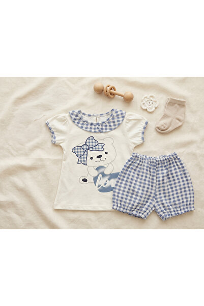 meyastore Girl's Suit with Teddy Bear Print