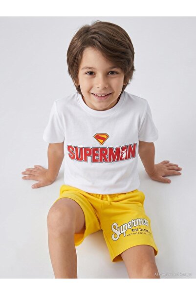 Superman Tricou Superman cu imprimeu pentru copii 10-13 ani - Alb