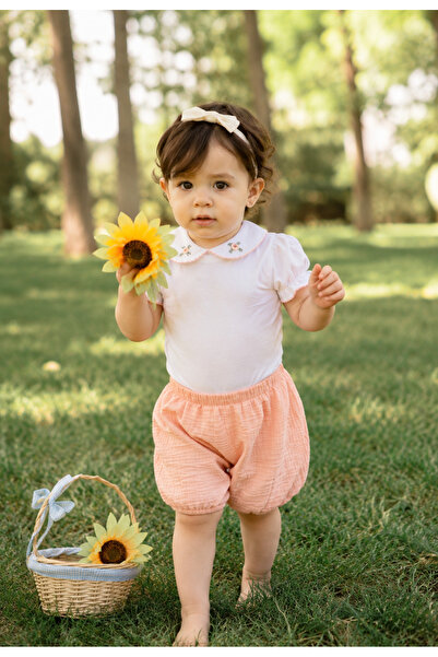 l l louIou baby gifts Pink - Raya Baby Collar Detailed Snap Fastener Bodysuit...