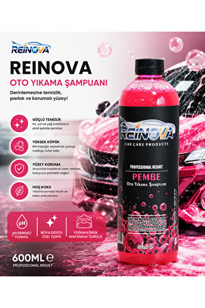 Pembe Oto Yıkama Şampuanı 600 ml | Yoğun Köpük & Parlaklık Veren Araç Temizleme