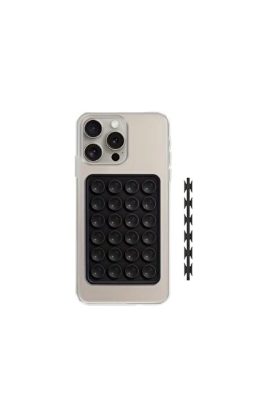 lemontti Suport duo din silicon cu ventuze pentru telefon, negru