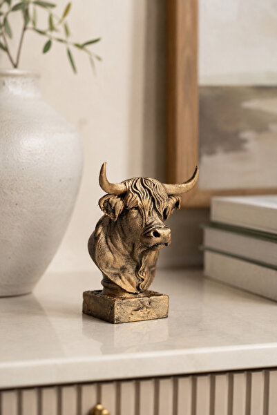 Bull Bust Sculpture – Handmade Decorative Figure 10cm – Table Top Ornament