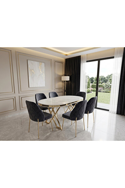Allya Furniture Yemek Masa Sandalye Takımı (6 ADET SANDALYE)