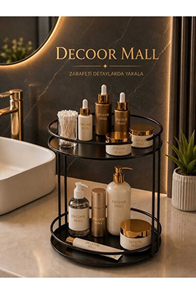 DECOOR MALL Banyo Düzenleyici Organizer Takı Kozmetik Havlu Rafı Standı 2 Katlı