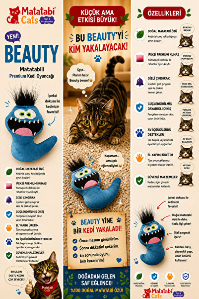 MATATABİ CATS لعبة BEAUTY MATATABI WITH RATTLE CAT TOY