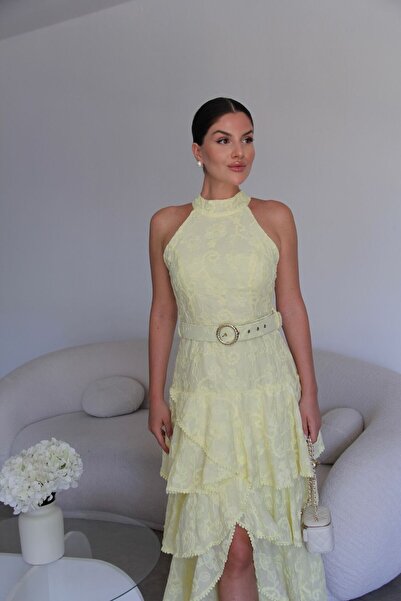 Julidress Rochie din bumbac premium, cu broderie, talie brodată și volane în ...
