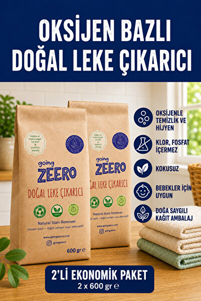 Going Zeero Oksijen Bazlı Toz Leke Çıkarıcı - Avantajlı 2'li Eko Paket 1200 g...