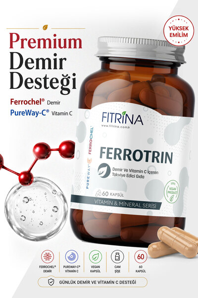 FITRİNA Ferrotrin Demir Takviyesi 60 Kapsül C Vitamini İçeren Mikroenkapsüle ...