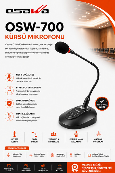 OSAWA Osw-700/a 200 Ohm Kürsü Mikrofonu