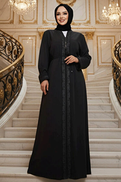 Neva Style عباية حجاب أنثراسايت بسحاب 45297ANT
