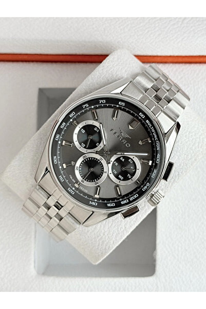 FERRO Fm11749A-A Quartz Steel Grey Black Dial 44 mm Men's Wristwatch