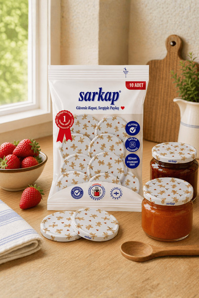 Sarkap Hijyenik Paketli 10 Adet Kavanoz Kapağı – Yılbaşı Seri – Beyaz Cookie ...