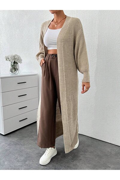 kılıçbey tekstil Women's Long Thessaloniki Knitted Cardigan Without Buttons