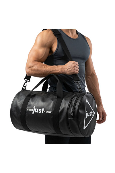 Just Nutrition حقيبة جلد جست ليذر الرياضية للياقة البدنية، حقيبة رياضية سوداء...