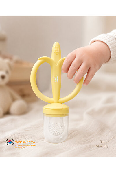 Tgm Baby موزي ميوي فروت مغذي للأطفال وعضاضة أسنان للأطفال (كريمية صفراء)