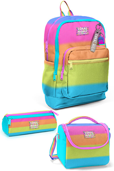 Coral High Kids Colorful Striped 3-Piece School Bag Set Set0123770