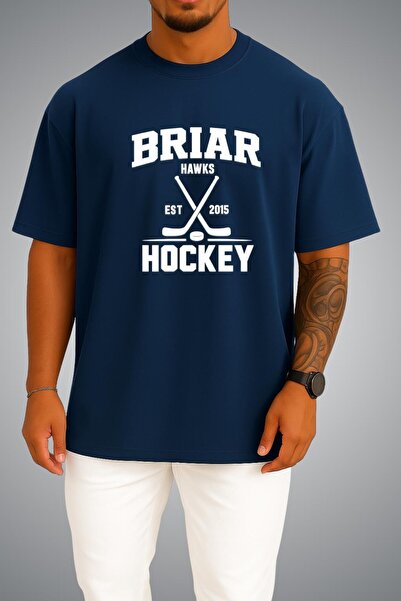 Bahriyeli Collection Oversize Off Campus Briar Hockey Chest Printed White Uni...