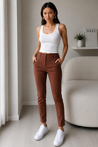 FİT WOMEN Yüksel Bel Toparlayıcı Nervür Dikişli İspanyol Paça Pantolon 4622 -...