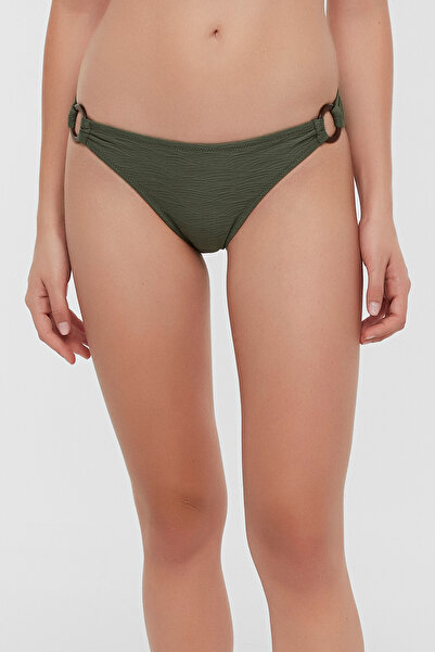 Penti Top de bikini întunecat cu model marmură verde