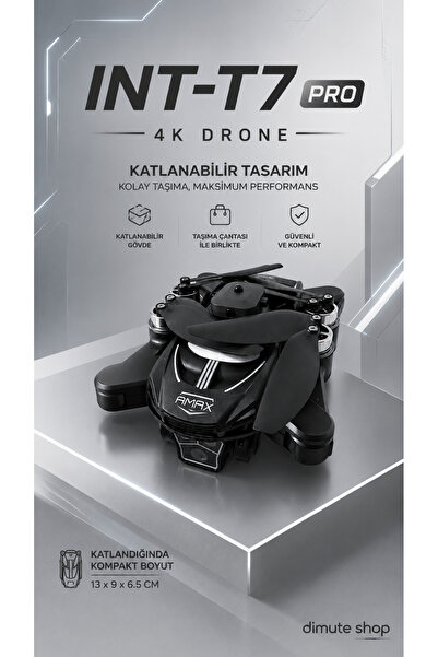 Dimute Shop Katlanabilir 4K Kamera Drone | Wifi Fpv, 360° Takla, Işık Sensörü INT-T7 PRO