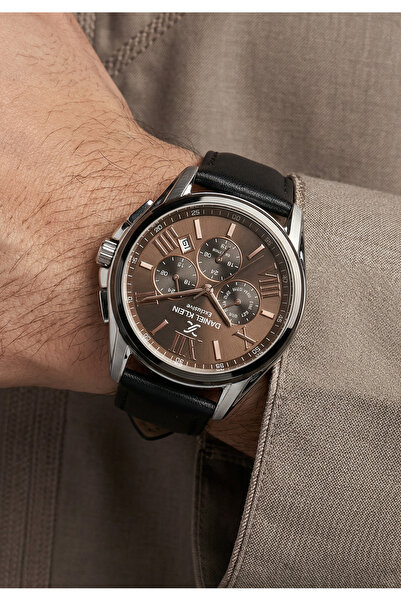 Daniel Klein Exclusive Black Leather Watch for Men DK.1.14223-6