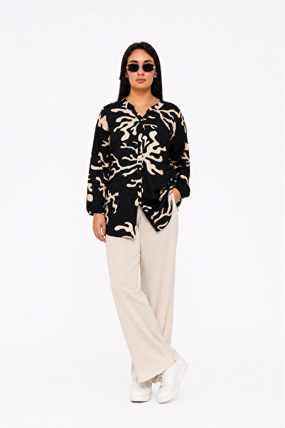 ELSEBUTİKTR Women's Comfortable Cut Cotton Viscose Tunic Shirt