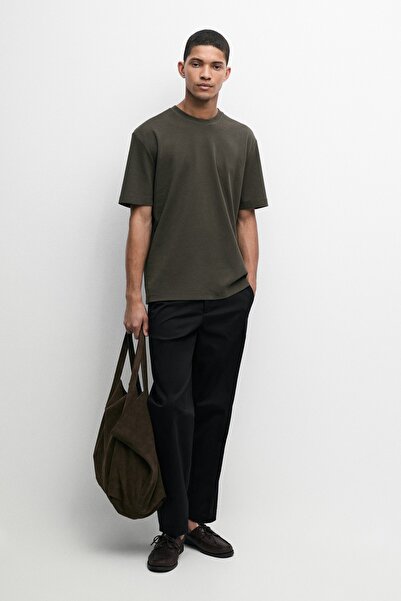 Massimo Dutti Kontrast Yaka Kısa Kollu T-Shirt