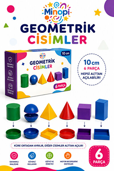 Minopi Geometrik Cisimler ve Şekiller Büyük Boy 1 Paket Matematik Ders Matery...