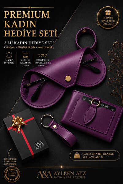 Ayleen Ayz Women's Wallet Set |   Gift Boxed Set of 3 - Leather Wallet, Glass...