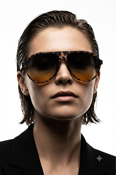 MissBella Eyewear - MYSTİC Leopar Desenli Degrade Cam Kadın Güneş Gözlüğü