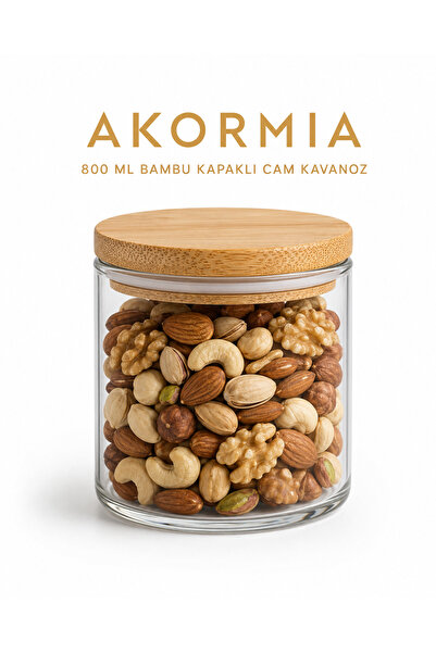 Akormia Bambu Kapaklı Cam Kavanoz 800 ML Hava Geçirmez Silikon Contalı Erzak ...
