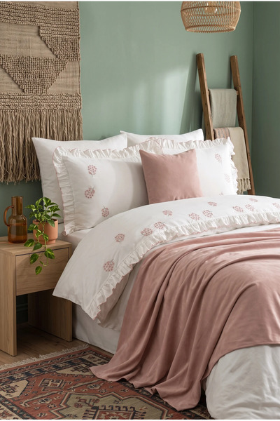 Serebien Home Collection طقم غطاء لحاف مزدوج من بيلورا مكون من 9 قطع، مصنوع م...