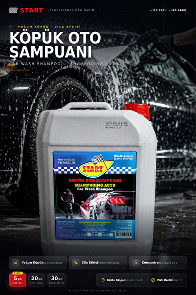 start Ultra Yoğun Cilalı Oto Şampuanı 5 KG pH Nötr Yoğun Köpük Parlaklık Vere...