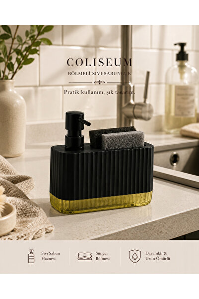 Okyanus Home Coliseum Liquid Soap Dispenser Set Black