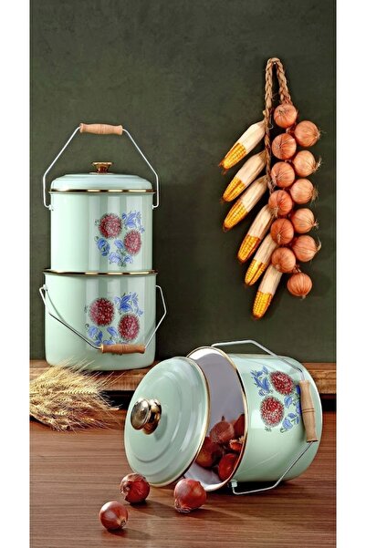 Bonera EMAYE 3 LÜ BAKRAÇ SET - 14-16-18 CM SU YEŞİLİ