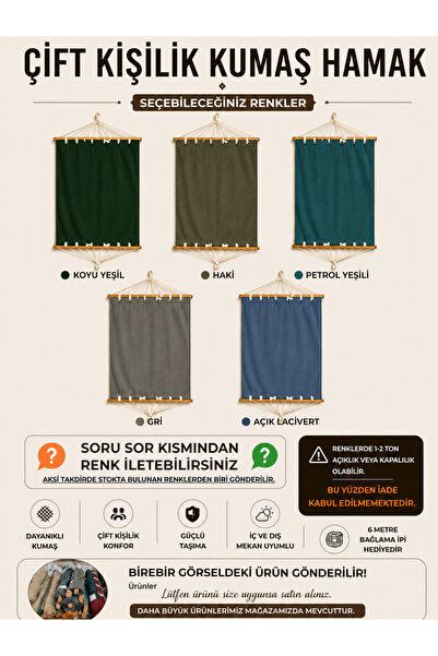 Toptancı Amca Çift Kişilik Kumaş Hamak Salıncak Pamuklu Kalın Kumaşı Bağlama ...