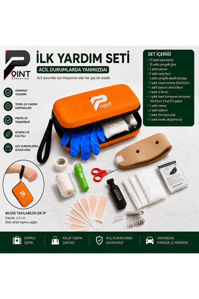 point marketing Araç İlk Yardım Seti Trafik Kanununa Uygun Tam Donanımlı İlk ...