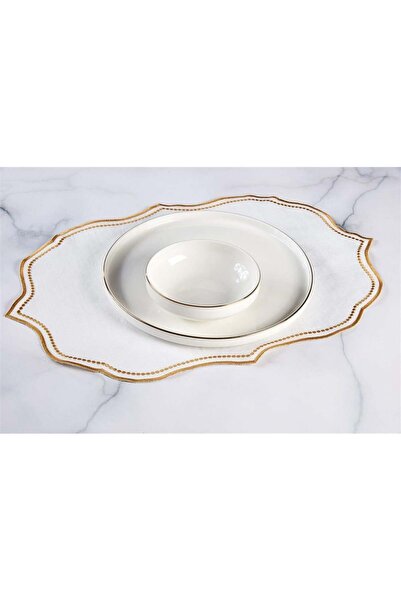 Onedekor Set de 6 piese cu efect de in brodat Lisa - Auriu