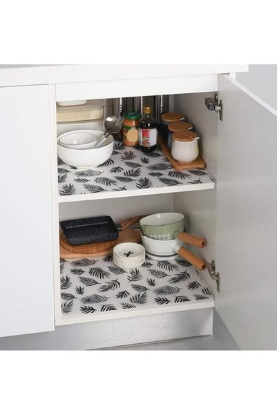 Arabest Green Plant Shelf Liner for Kitchen Cabinets,30x119 CM Non-Adhesive Drawer Liner,Non-Slip Waterproof Fridge Pad and Cupboard Mat