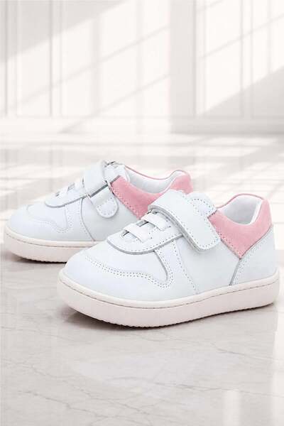 Rakerplus Bob Genuine Leather White Nubuck Pink Velcro Baby Sneaker Shoes