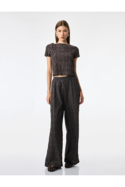 Koton Bürümcük Fabric Textured Wide Leg Palazzo Trousers