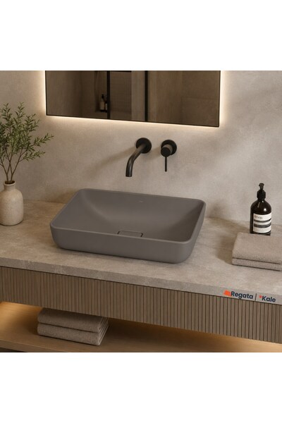 KALE Zero 2.0 60x40 Cm Mat Antrasit-Gri Dikdörtgen Çanak Lavabo